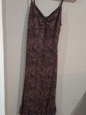 Brown & Black Animal-Print Maxi Dress with Adjustable Straps